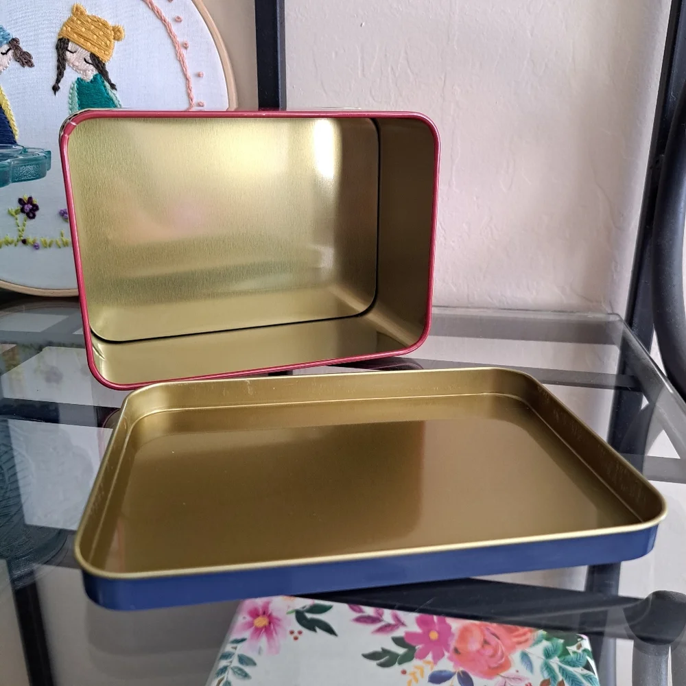 Vintage 80s Hallmark Springbok Cosmopolitan Cat Tin Metal Storage Box with Lid